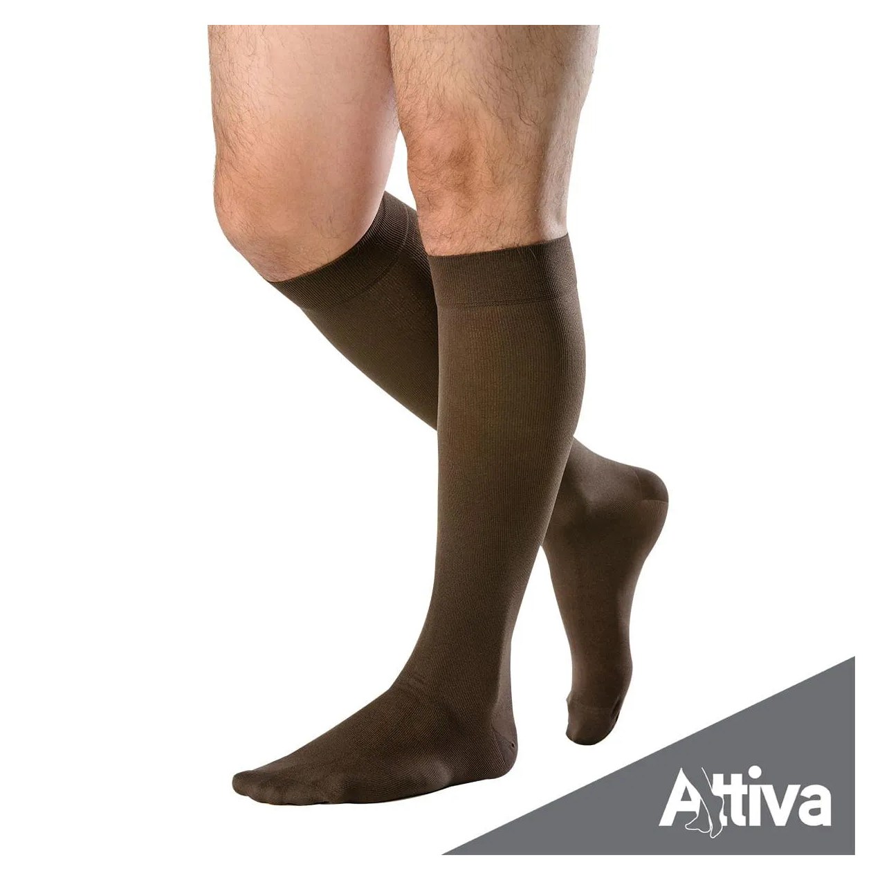 Meia ¾ Panturrilha Attiva Alta Compressao 20-30 Mas Fechada Marrom G