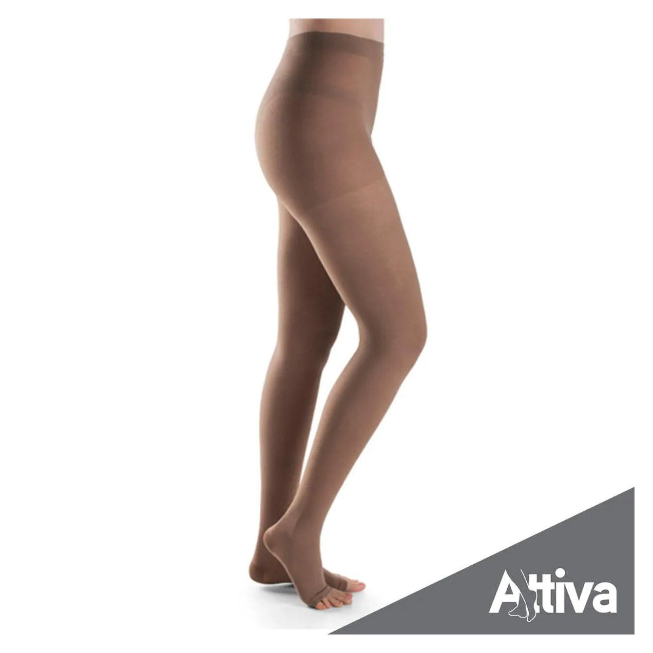 Meia Calca Attiva Alta Compressao 20-30 Fem Aberta Natural Escuro G