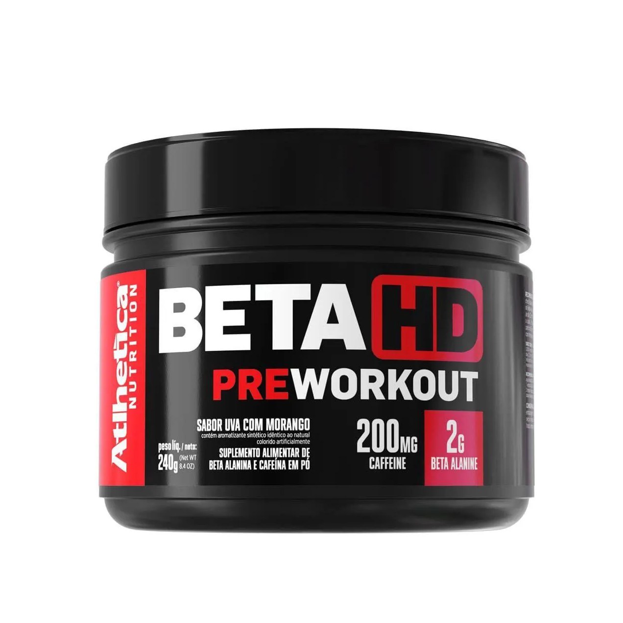 Pré-Treino Athletica Nutrition Beta Alanina + Cafeína Beta HD Uva com Morango 240g