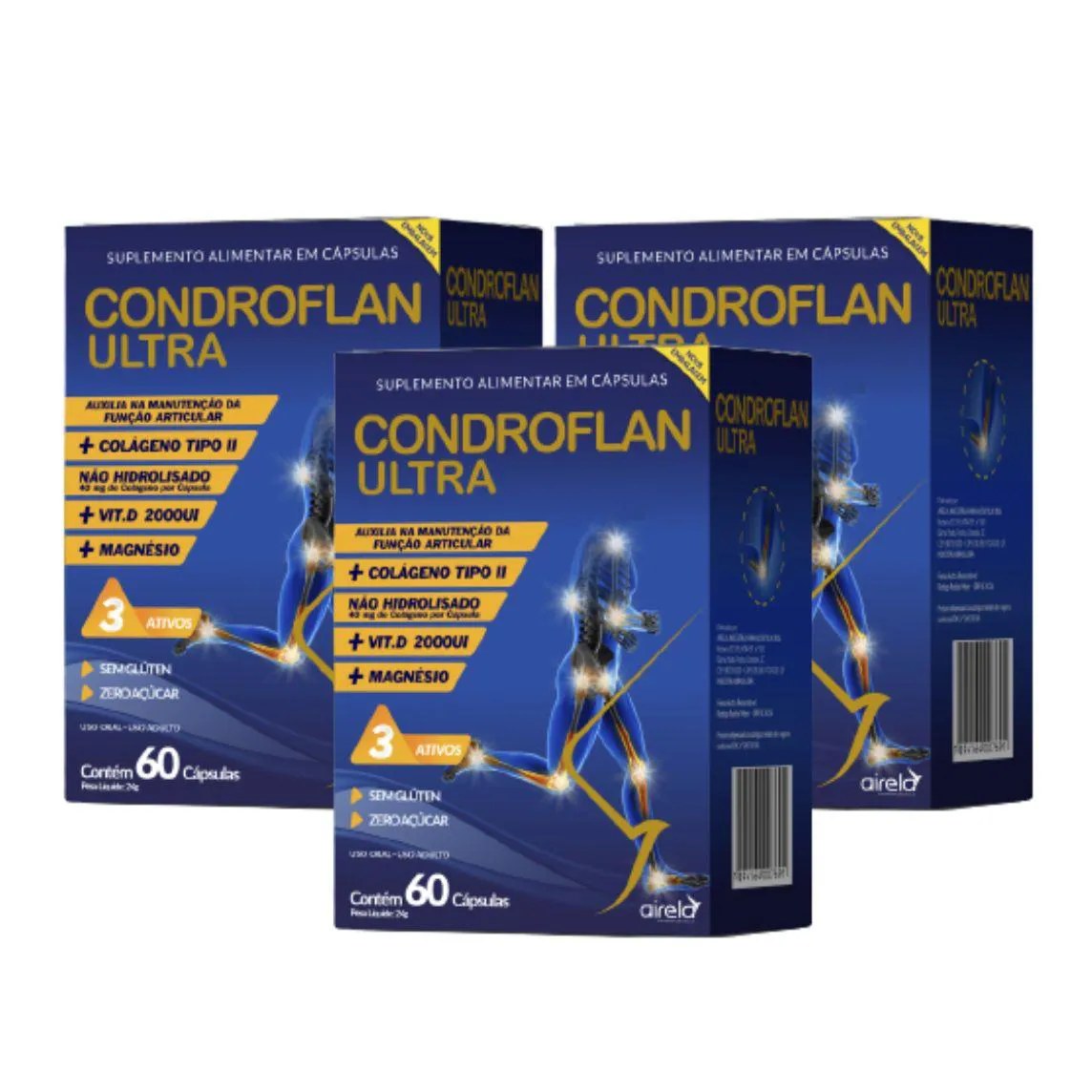 Kit Suplemento Airela Condroflan Ultra 60 Cápsulas 3 Unidades