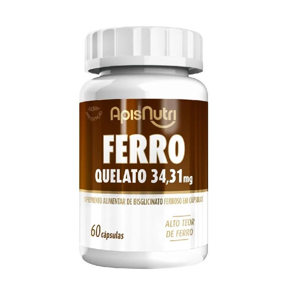 Ferro Quelato 34,31mg (60 Cápsulas) - Padrão: Único