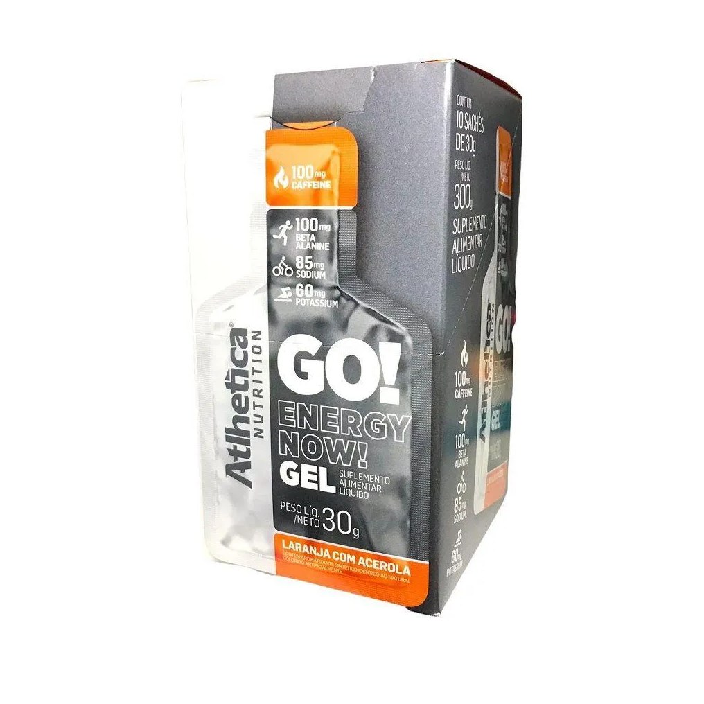 Energético em Gel Atlhetica Nutrition Go! Energy Now Gel Laranja com Acerola 10 unidades 30g