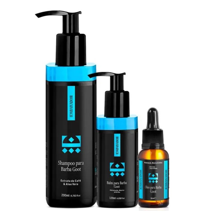 Kit Barba Goot - Óleo + Balm + Shampoo Barba Embaixador 200ml