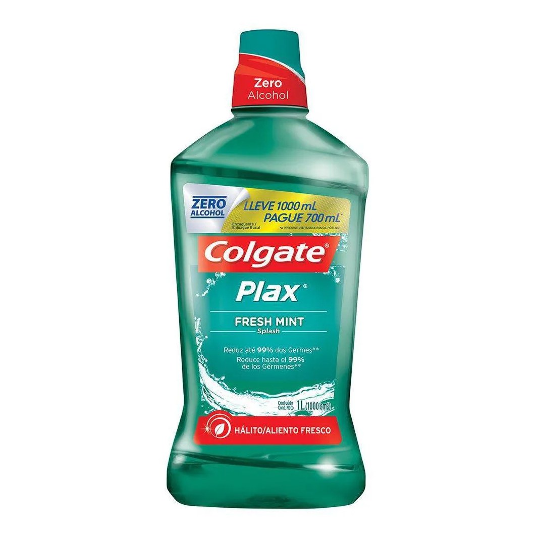 Enxaguante Bucal Colgate Plax Fresh Mint Leve 1L Pague 700ml