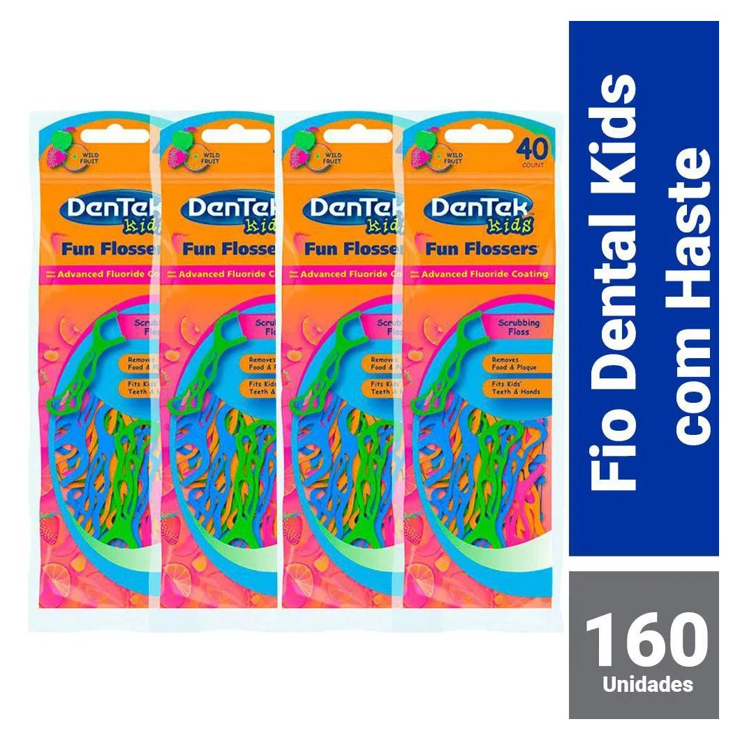 Kit Fio Dental Kids DenTek Fun Flossers 160 unidades