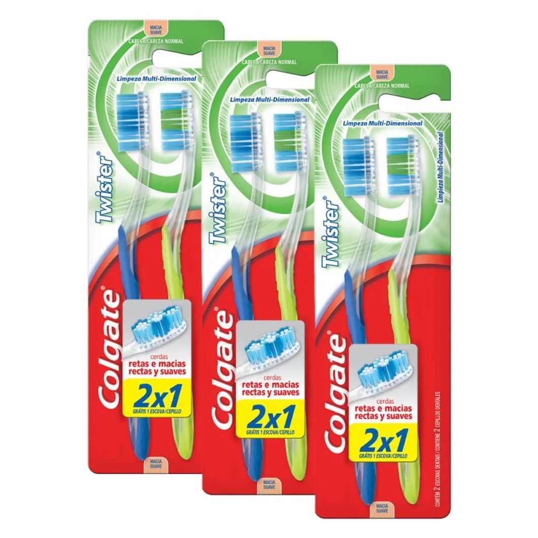 Kit 3 Escovas Dentais Colgate Twister 2 unidades Leve 2 Pague 1