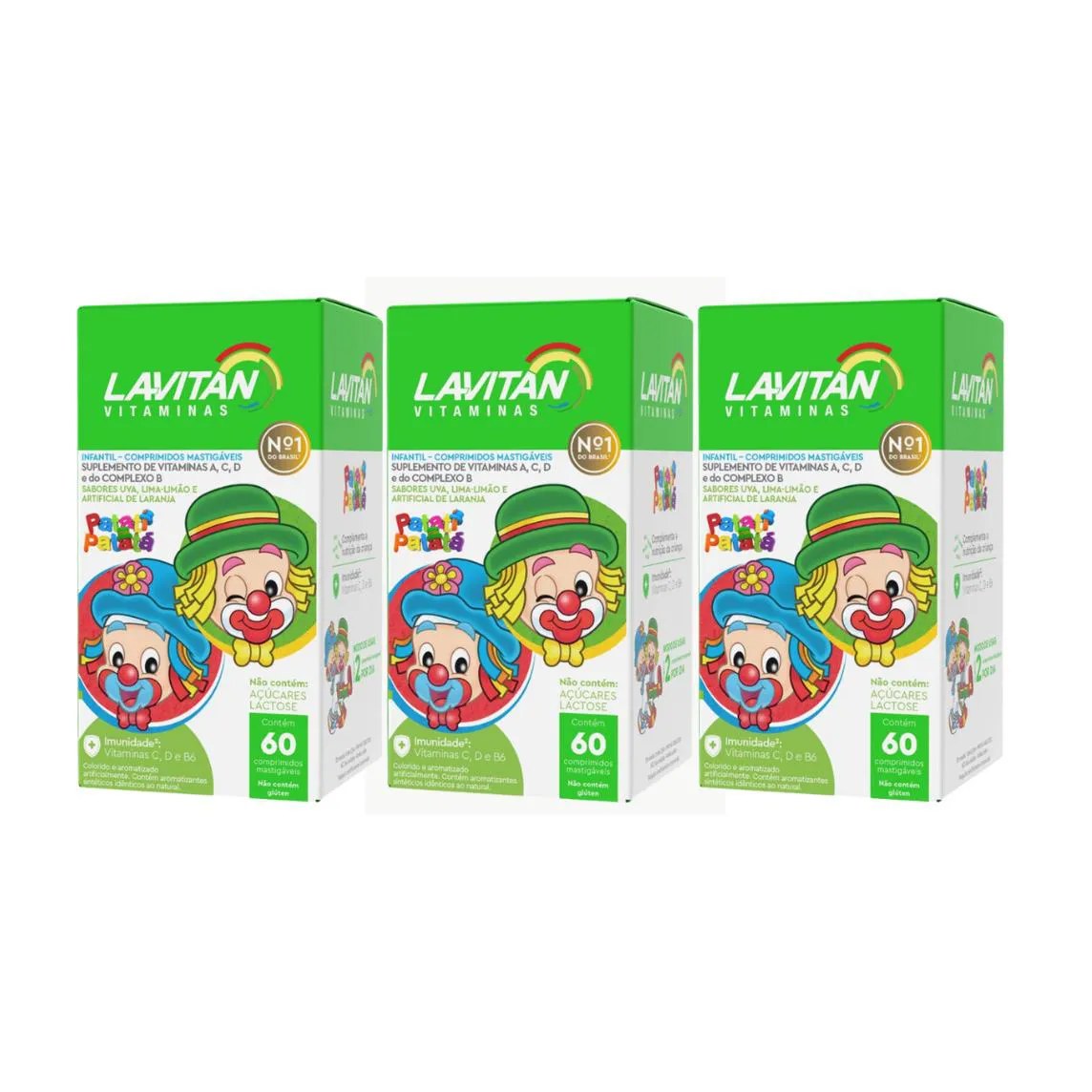 Kit C3 Suplemento Infantil Sabor Variado 60 Cpr – Lavitan