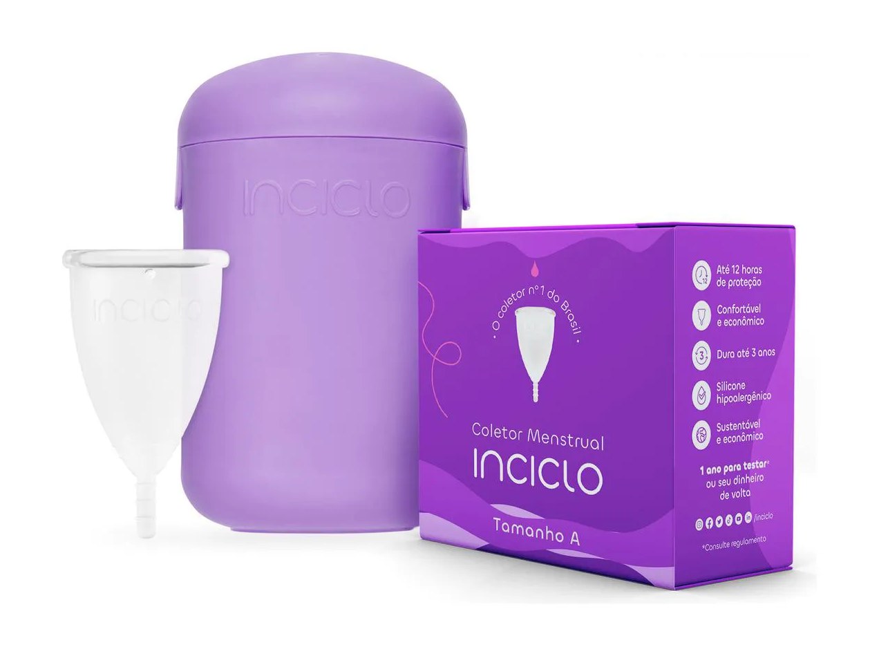 Kit Coletor Menstrual Inciclo A + cápsula Esterilizadora Lavanda / Roxa / Lilás