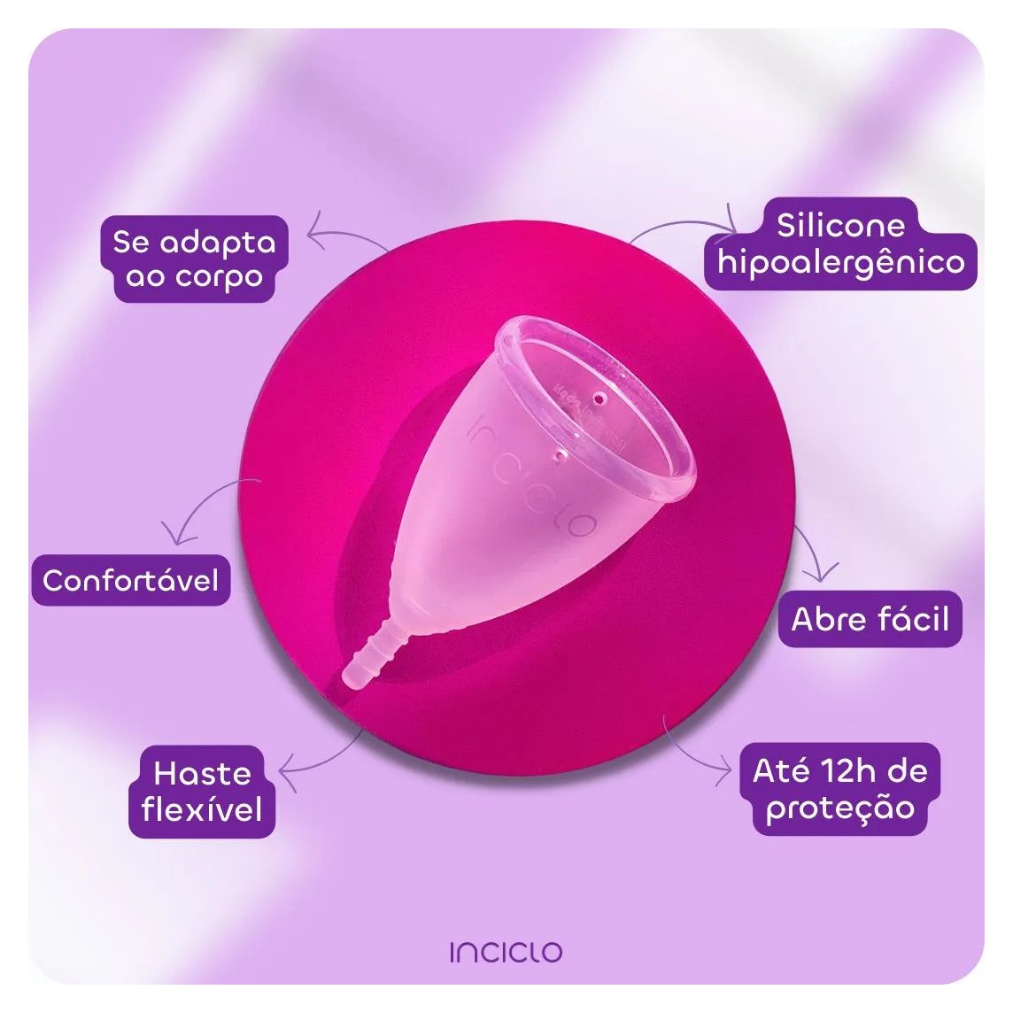 Kit Coletor Menstrual Inciclo A + cápsula Esterilizadora Lavanda / Roxa / Lilás