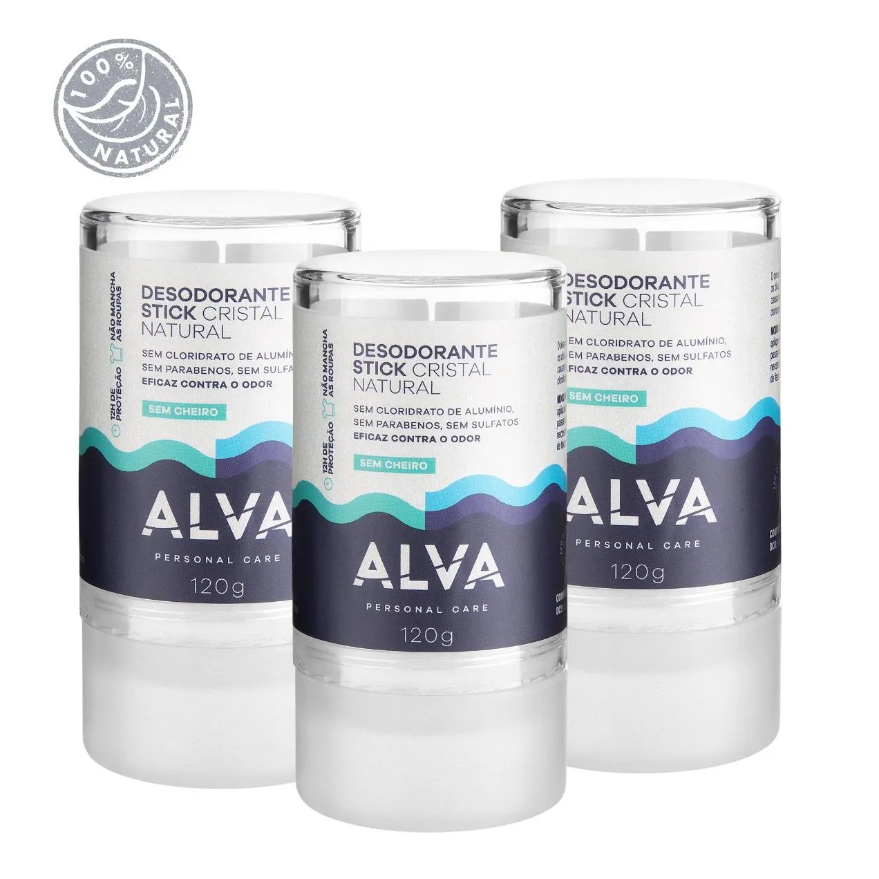 Desodorante Alva Stick 120g Kristall Sensitive (3 Unid)