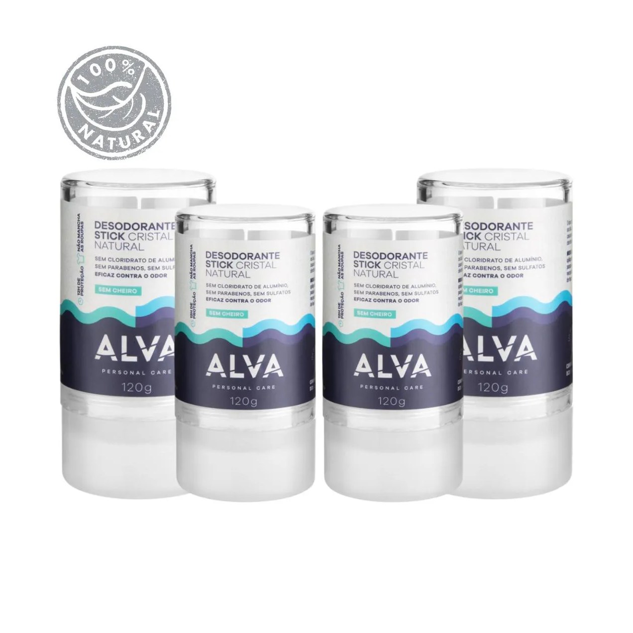 Desodorante Natural Pedra Cristal Alva Alemanha Kit (4 Unid)