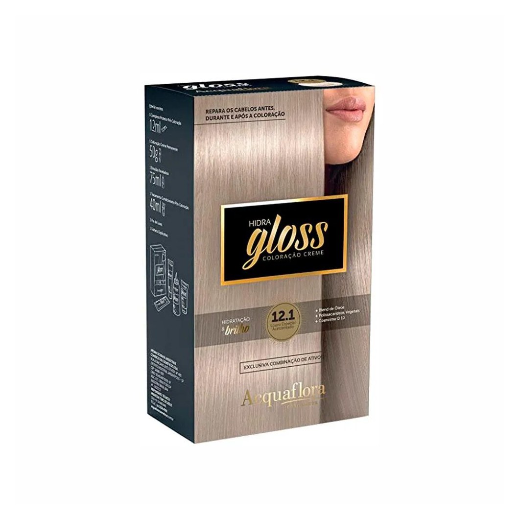 Tintura Acquaflora Kit Hidra Gloss 121 Louro Especial Acinzentado