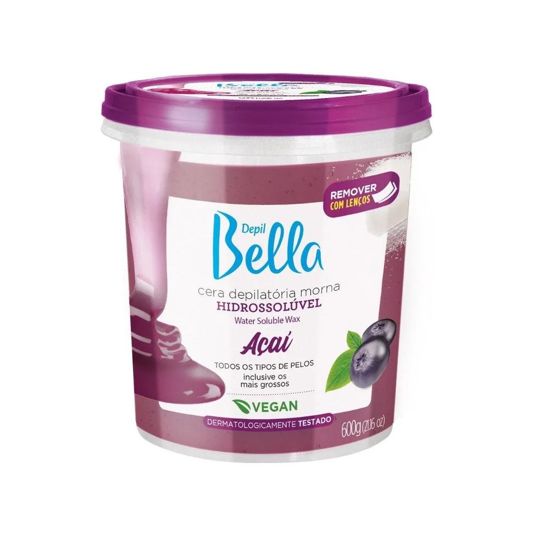 Cera Dep Depil Bella Hidrossolúvel Açaí 600gr