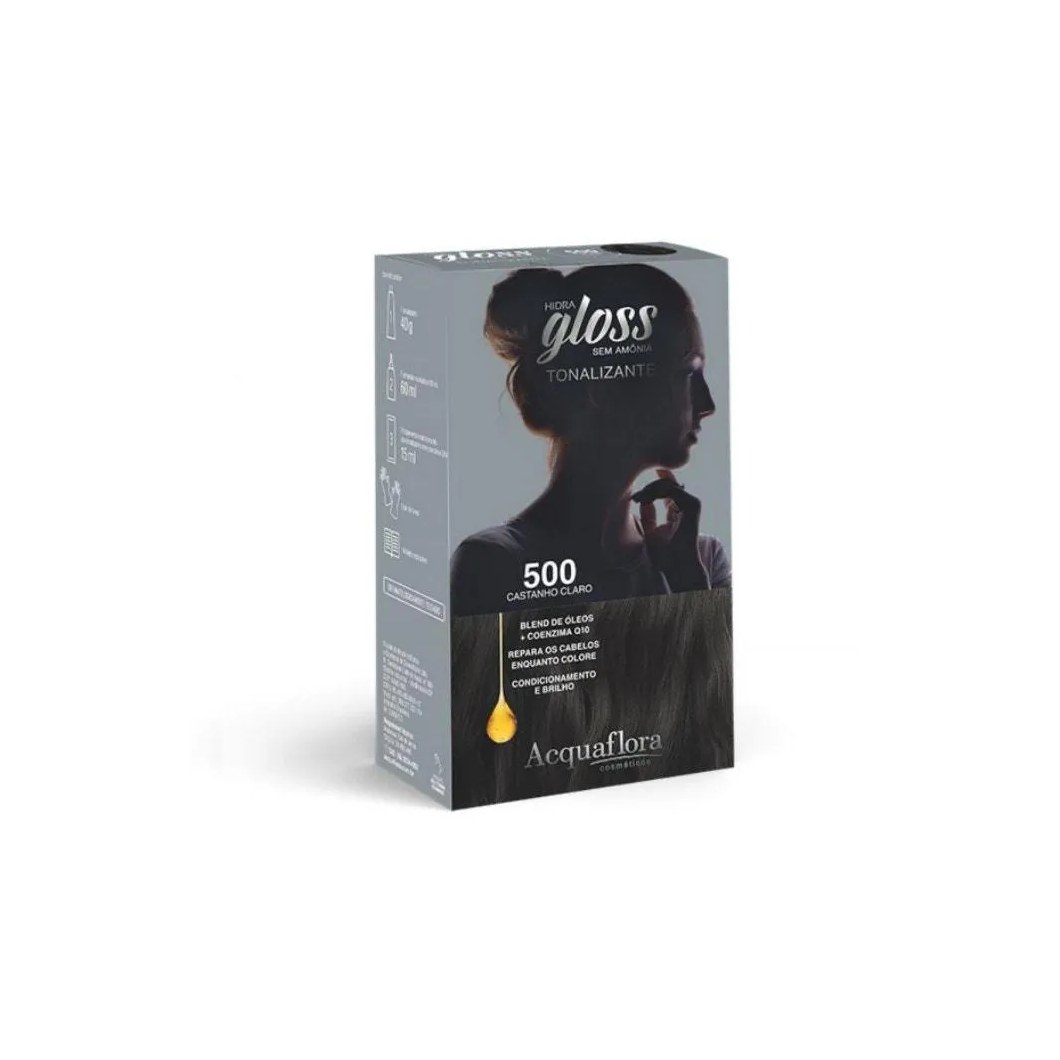 Tintura Tonalizante Acquaflora Kit Hidra Gloss 500 Castanho Claro