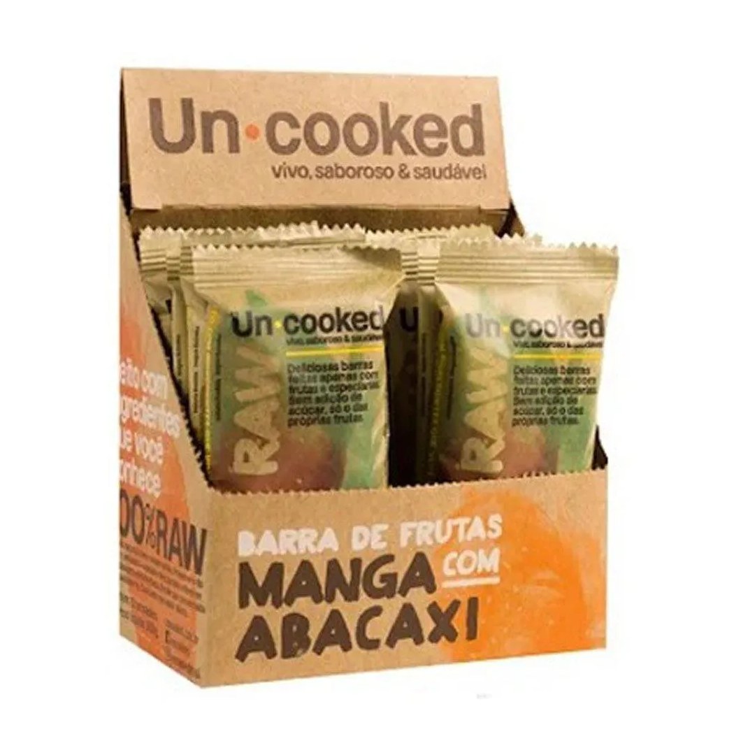 Barra de Frutas Bicho Bom Uncooked Manga com Abacaxí 30g 12 unidades