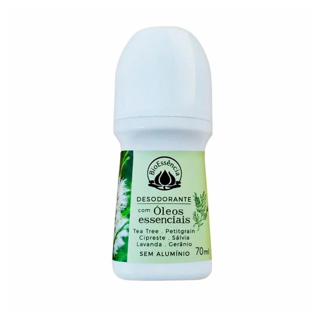 Desdorante Vegano Sem Alumínio Roll-On BioEssência com Óleos Essenciais 70ml