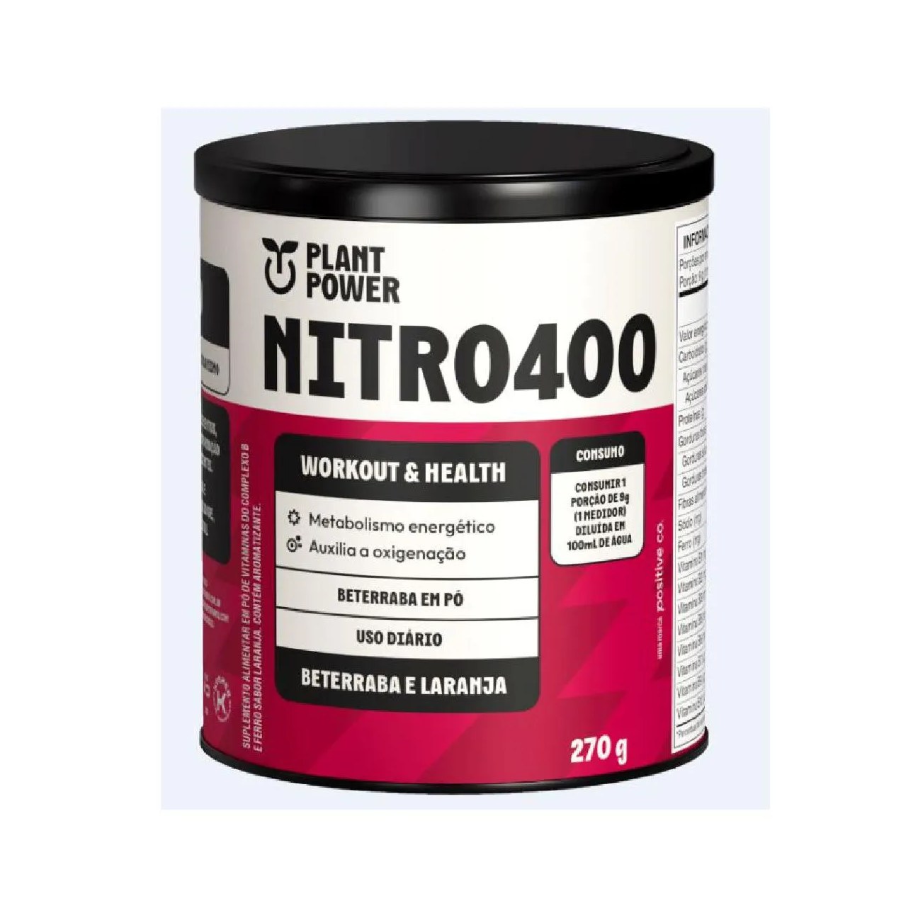 Suplemento Alimentar Plant Power Nitro400 Beterraba e Laranja 270g