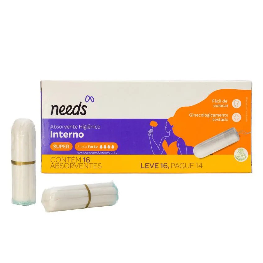 Absorvente Interno Needs Super Fluxo Forte 16 Unidades