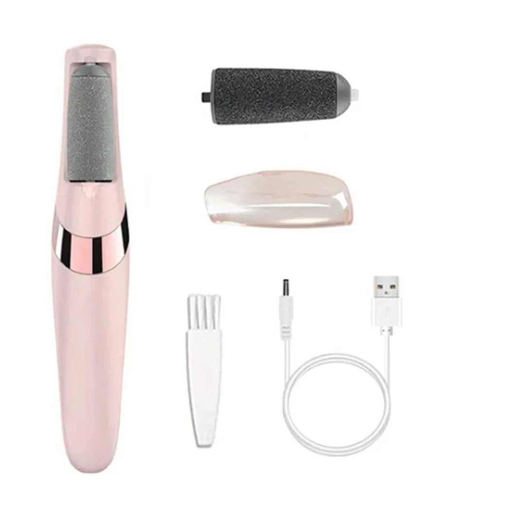 Removedor de Calos Portátil Lixa Elétrica Esfoliador para Os Pés Recarregável Via Usb Rosa