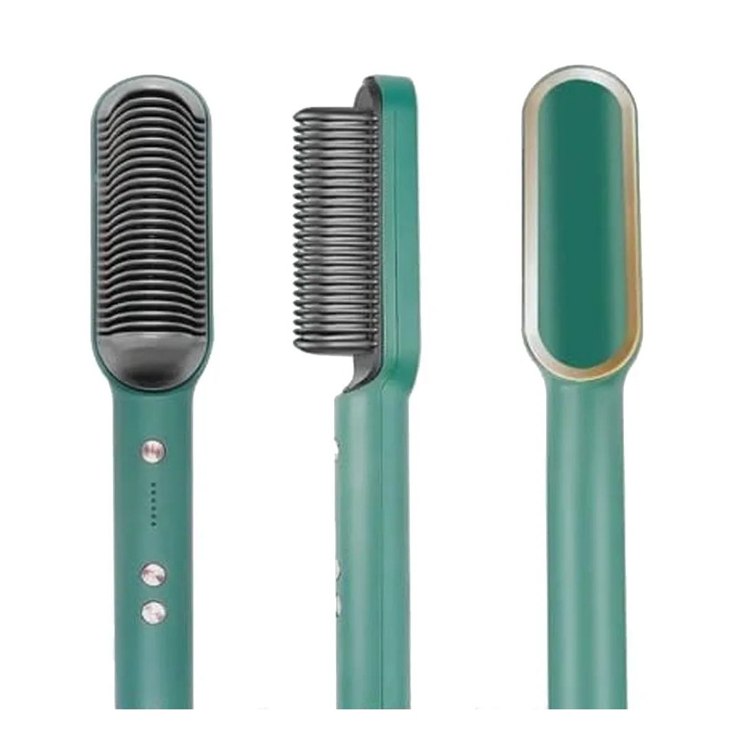 Chapinha Escova Secadora Profissional de Cabelo Pente Alisamento Elétrico Verde