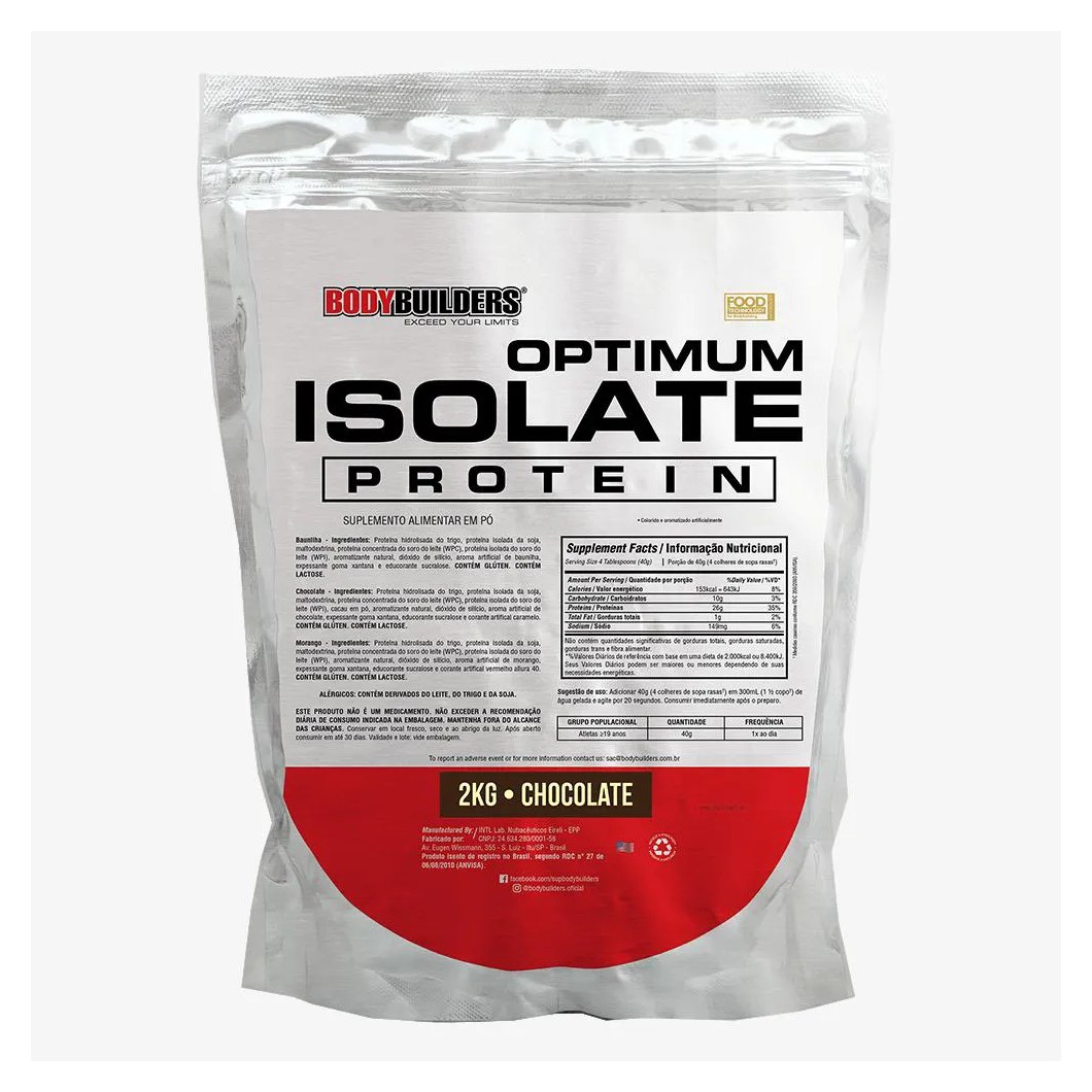 Optimum Isolate Whey Protein 2 Kg - Recuperação Muscular - Bodybuilders Chocolate