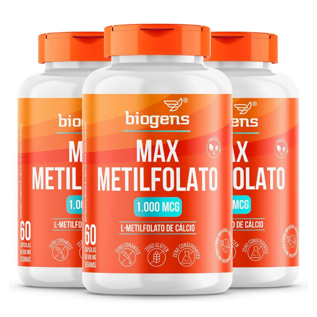 Biogens Kit 3x Max Metilfolato 1000mcg 60 Cápsulas
