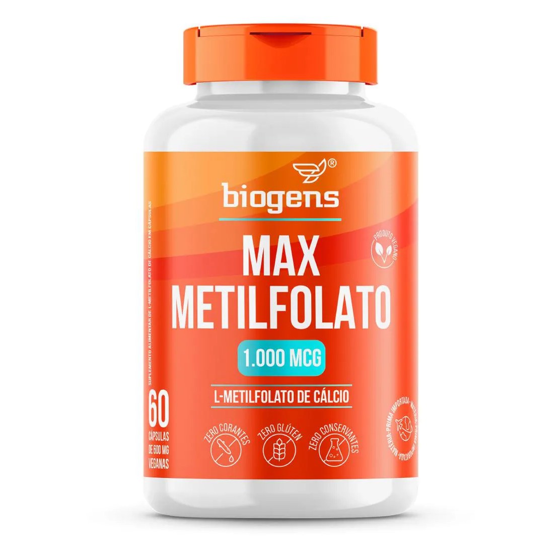 Max Metilfolato 1000mcg, L-metil Folato, 60 Cápsulas, Biogens Neutro