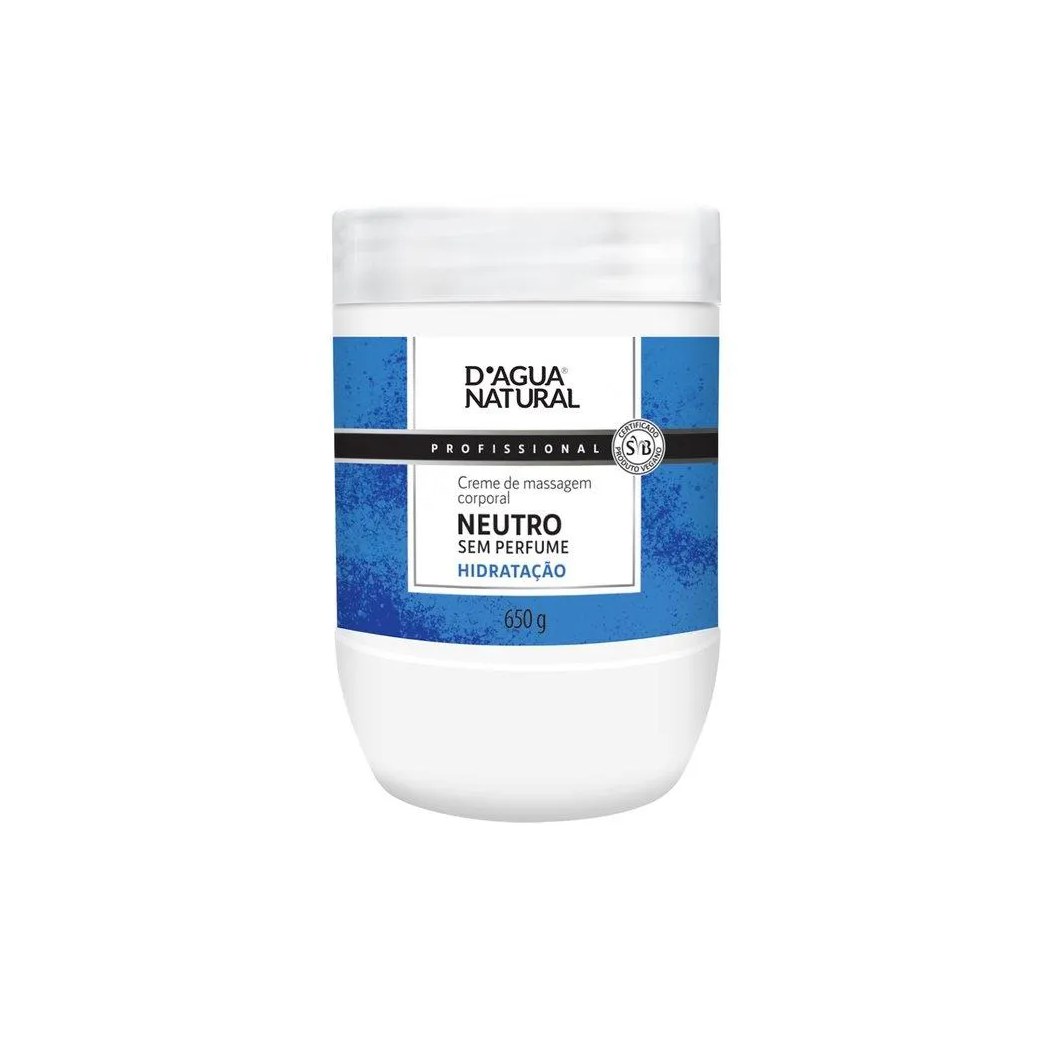 CREME DE MASSAGEM D’áGUA NATURAL NEUTRO - 650G