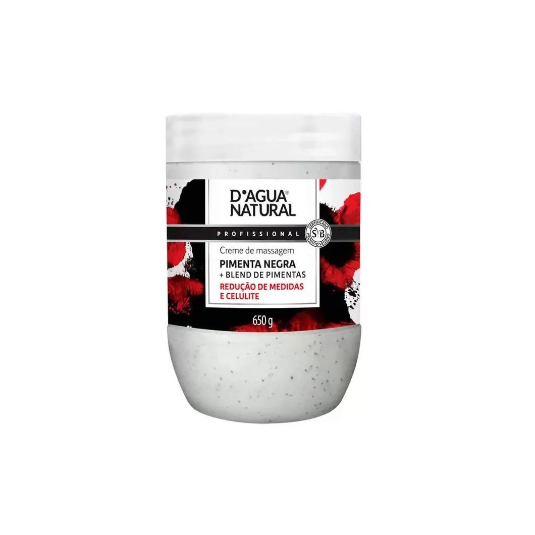 CREME DE MASSAGEM D’áGUA NATURAL PIMENTA NEGRA - 650G