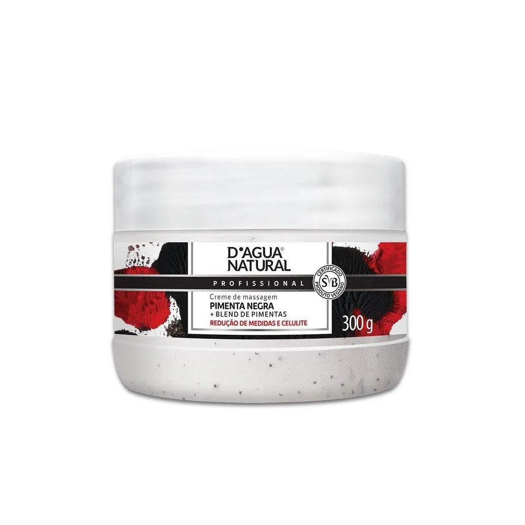 CREME DE MASSAGEM D’áGUA NATURAL PIMENTA NEGRA - 300G