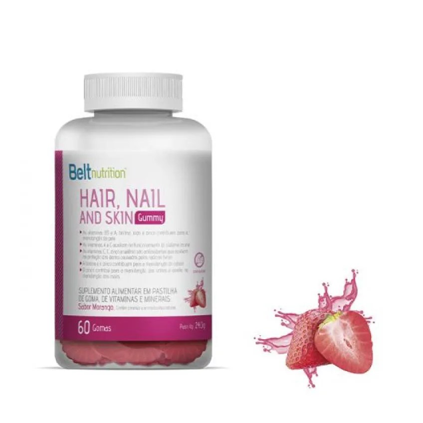 Belt Hair, Nail And Skin Gummy - Morango - 60 Gomas