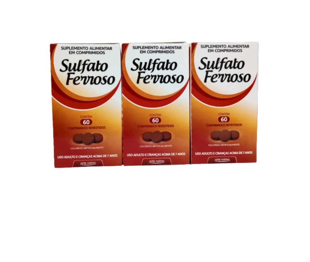 Kit C/3 Sulfato Ferroso C/60 comprimidos - Arte Nativa