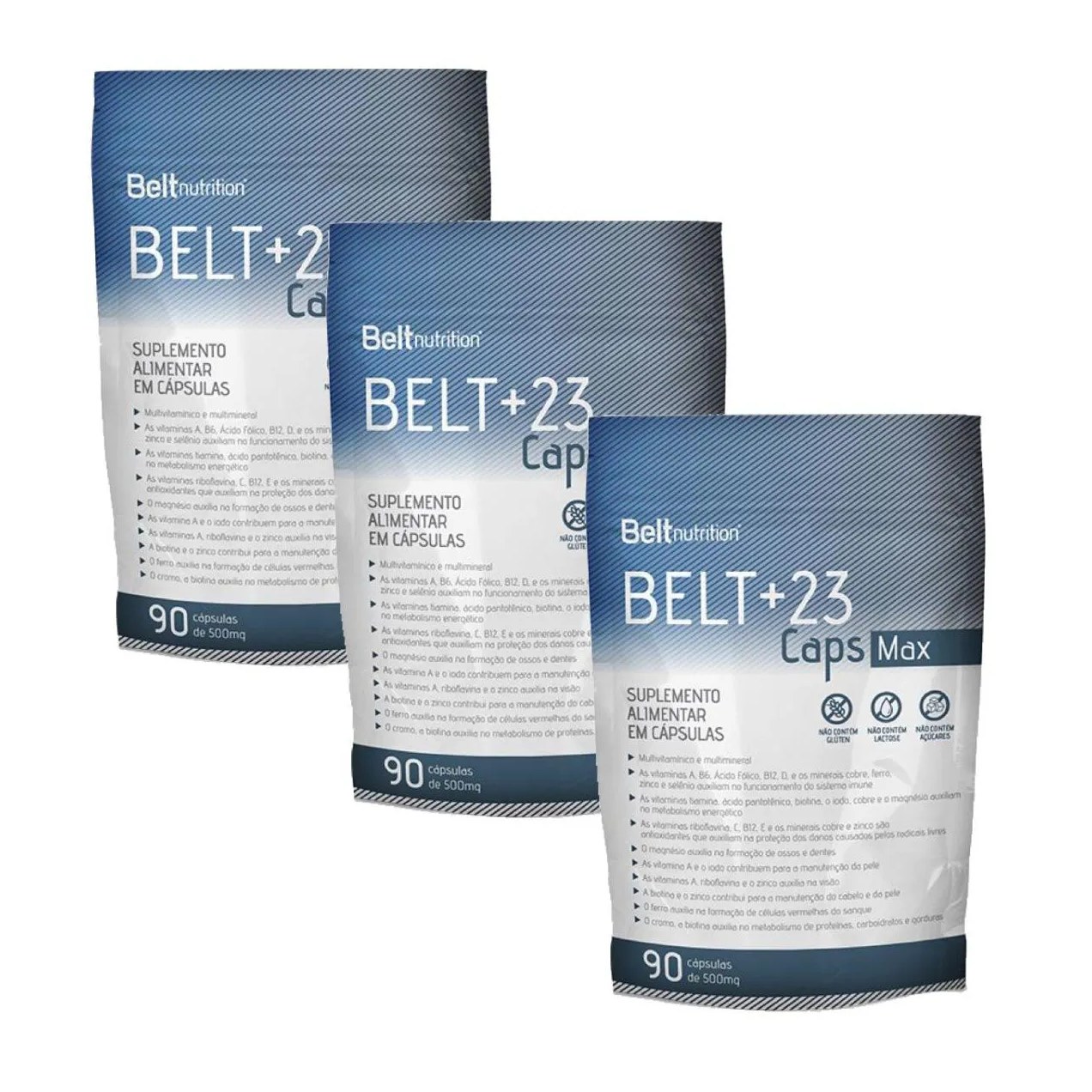 3x Belt +23 cápsulas Max Pacote-multivitamínico-90 Cápsulas.