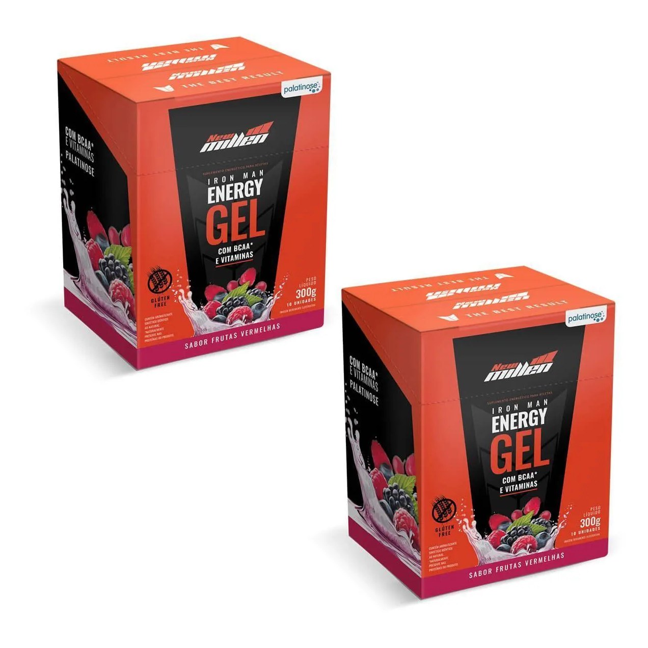 Kit 2X Iron Man Instant Energy Gel – 10 Unidades 30G Frutas Vermelhas – New Millen