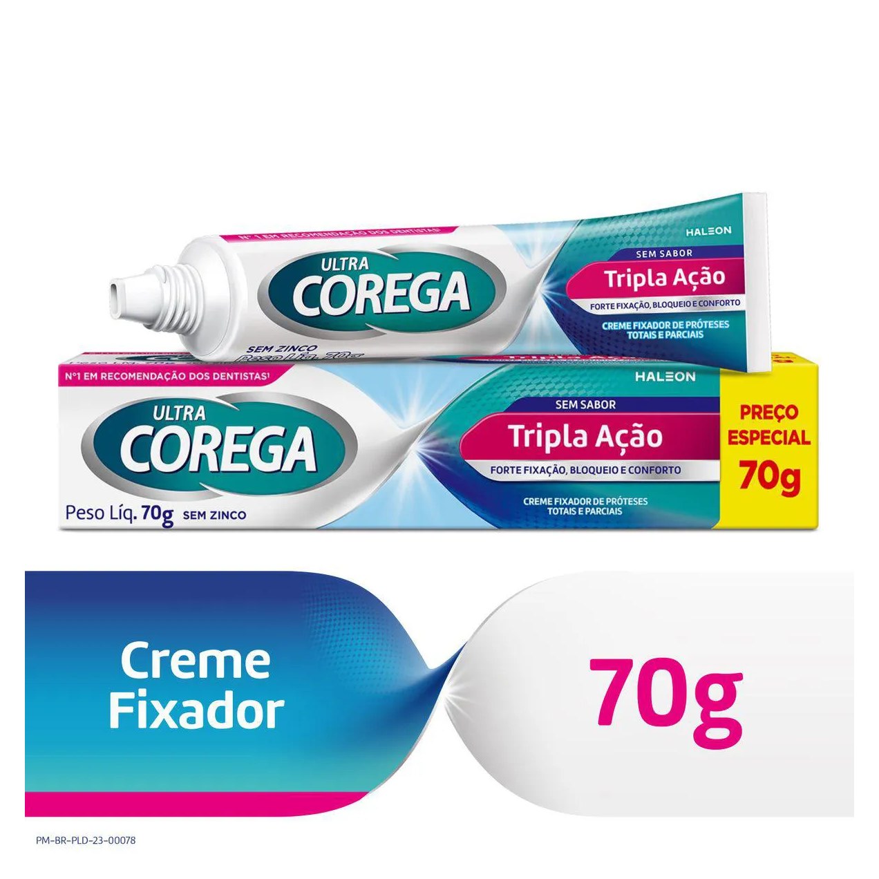 Kit Creme Fixador de Dentadura Corega Ultra Tripla Ação Sem Sabor 70g + Max Fixação 40g