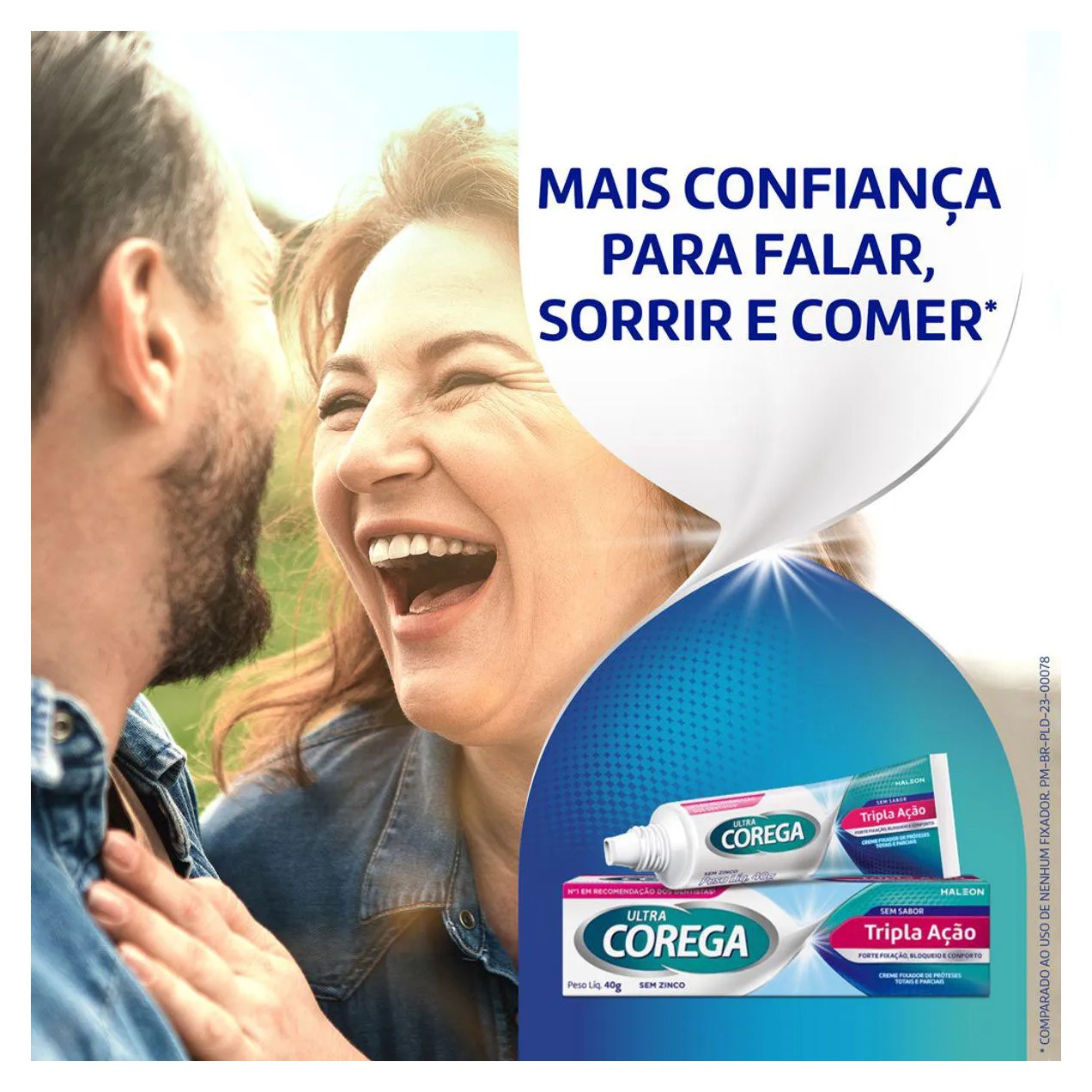 Kit Creme Fixador de Dentadura Corega Ultra Tripla Ação Sem Sabor 70g + Max Fixação 40g