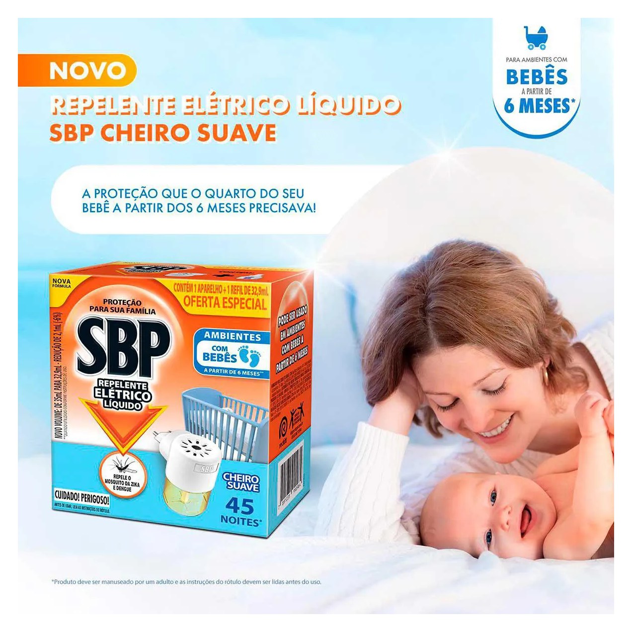 Repelente de Tomada SBP 45 Noites Cheiro Suave + Refil 35ml