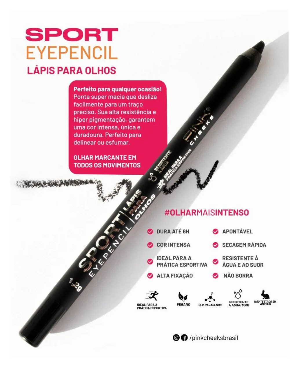 Lápis De Olhos Sport Eyepencil Preto 1,2g - Pink Cheeks