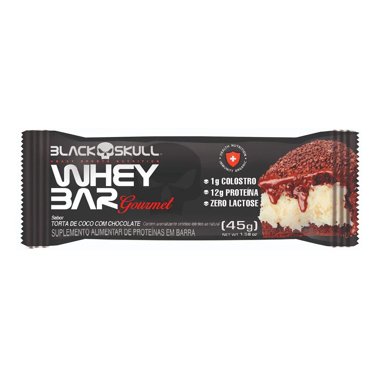 Barra de Proteína Black Skull Whey Bar Gourmet Coco 45g