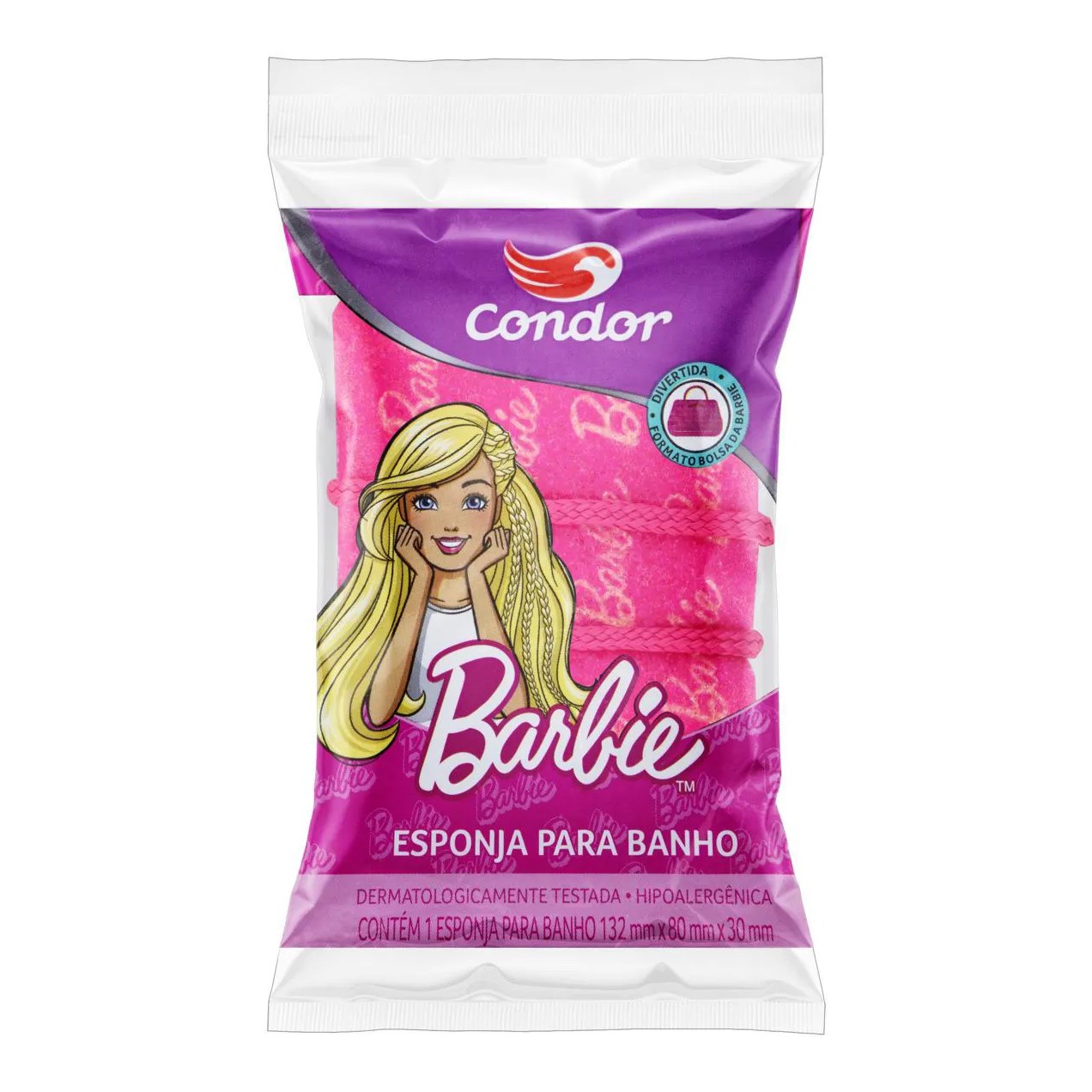 Esponja de Banho Infantil Condor Bolsa Barbie 1 unidade