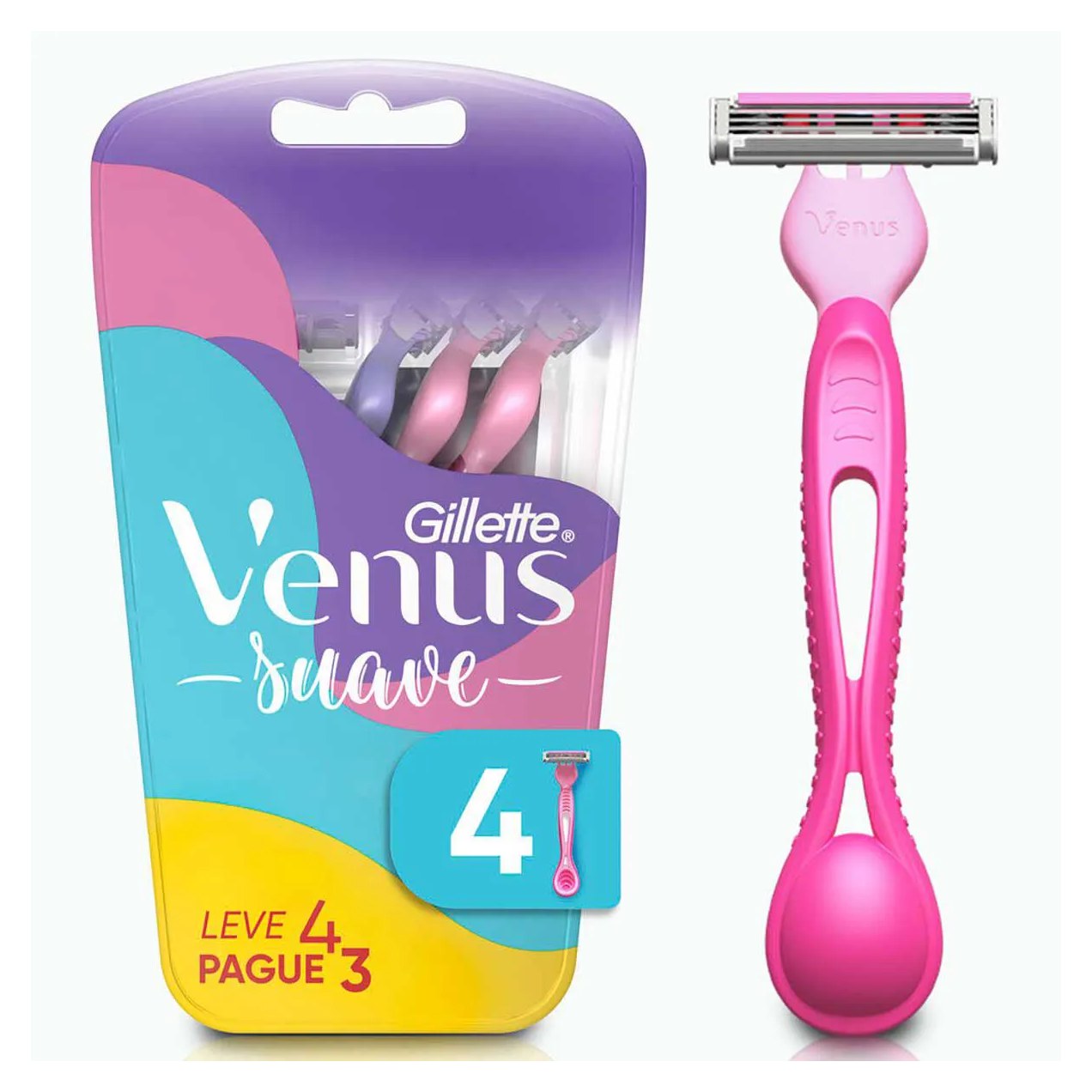 Aparelho de Depilar Descartável Gillete Venus Suave com 4 unidades
