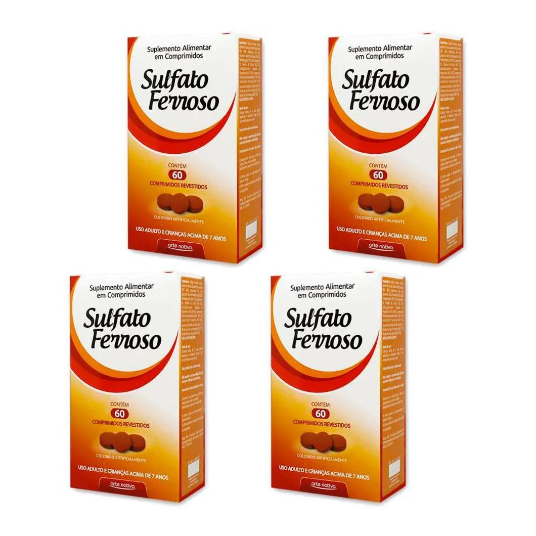 Kit 4x Sulfato Ferroso 60 Cp Arte Nativa