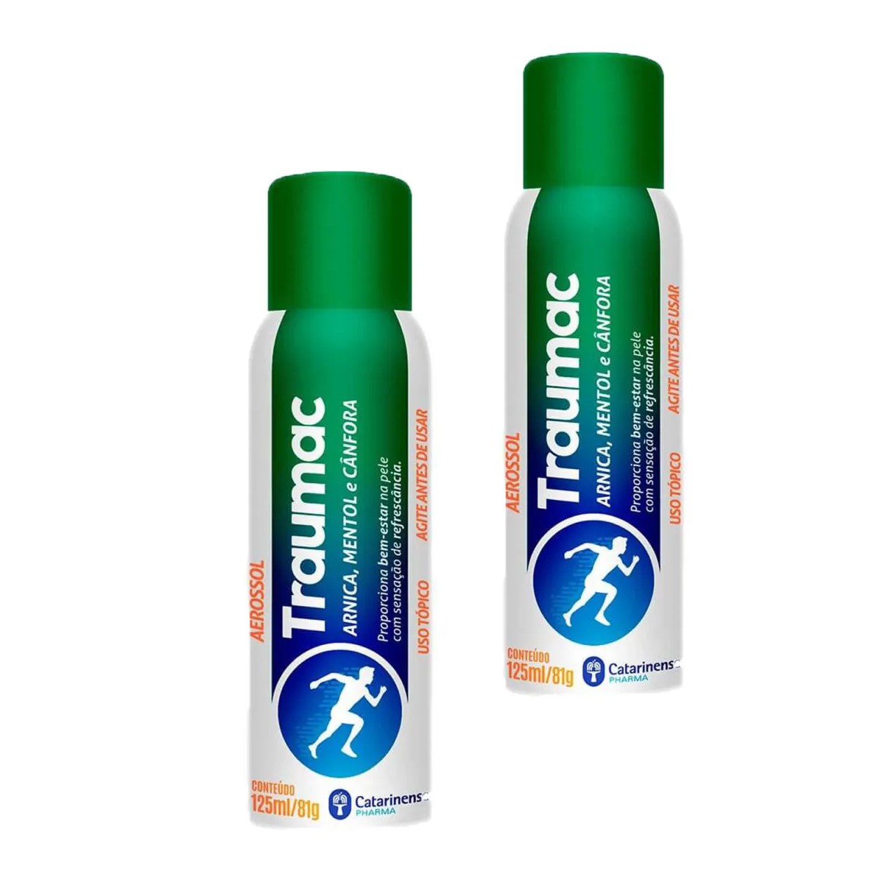 Kit 2 Traumac Sport Ice Mentol Cânfora 125ml Catarinense Lata Verde
