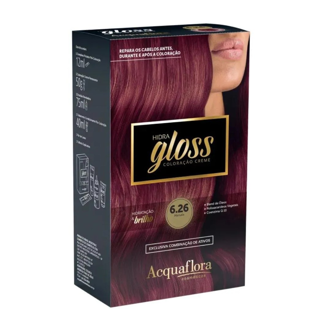 Coloração Creme Acquaflora Kit Hidra Gloss 6.26 Marsala