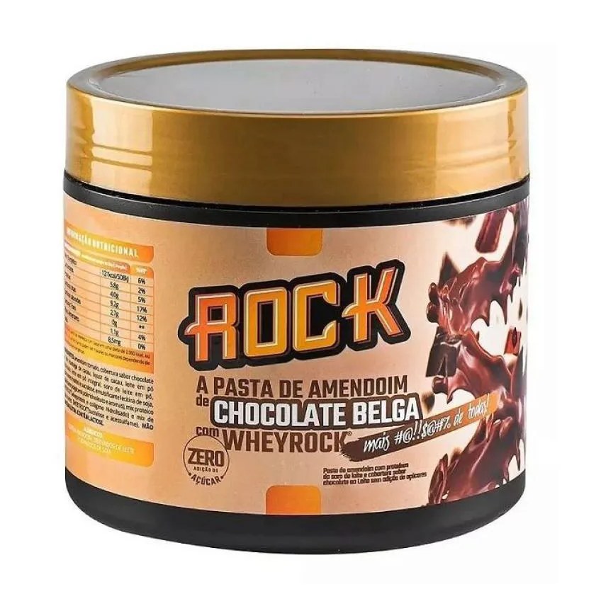 Pasta de Amendoim Whey Rock (600G) – Sabor: Chocolate Belga C/ Whey Rock
