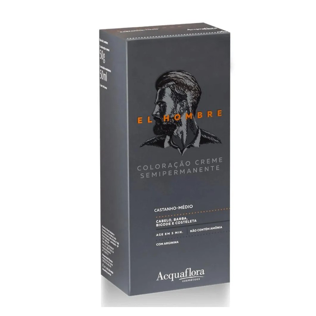 Kit Coloração Creme Semipermanente Acquaflora El Hombre Castanho-médio