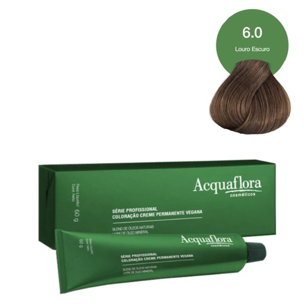 Coloração Creme Acquaflora Vegana 6.0 Louro Escuro 60g