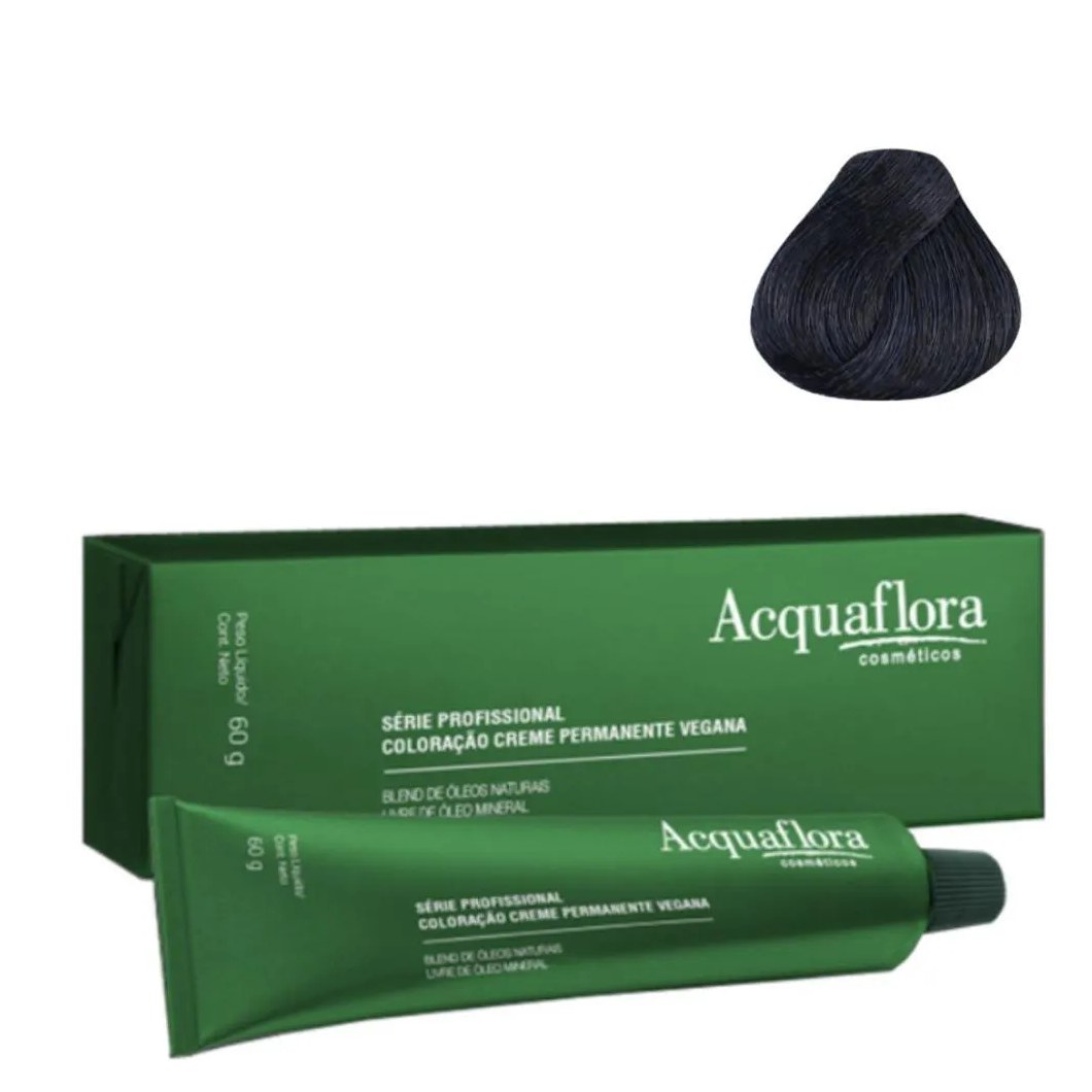 Coloração Creme Acquaflora Vegana 1.1 Preto Azulado 60g