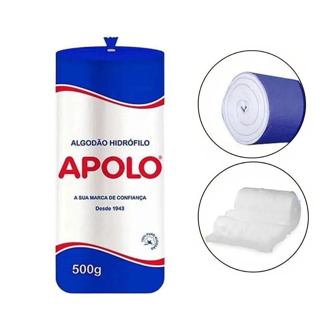 Kit Algodão Hidrófilo Apolo em Rolo 500g C/3