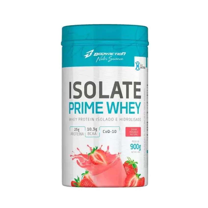 Isolate Prime Whey Isolada Hidrolisada Bodyaction 900g Morango